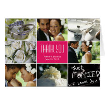 El collage del boda le agradece cardar - el fucsia tarjeton