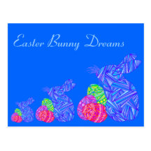 El conejito de pascua azul soña la postal del arte