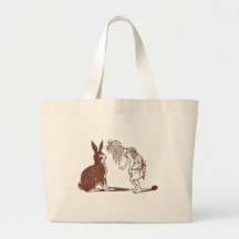 El conejo negro y un chica bolsa