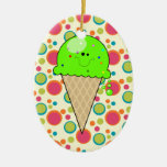 el cono de helado lindo feliz de la cal del kawaii adorno para reyes