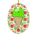 el cono de helado lindo feliz de la cal del kawaii adornos