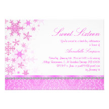 El copo de nieve elegante rosado y blanco Sweet16  Invitaciones Personalizada