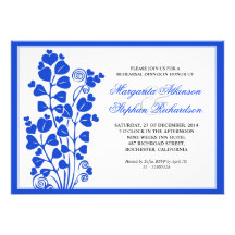 el corazón azul florece las invitaciones de la cen comunicados