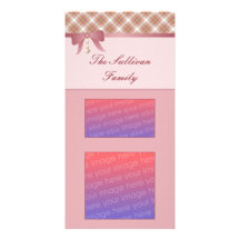 El corazón cuelga rosa tarjetas fotográficas personalizadas