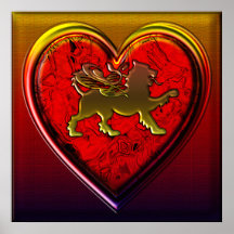 El corazón de oro con alas del león redondeado cor poster