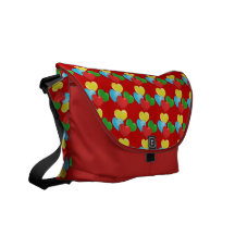 El corazón hincha la bolsa de mensajero del carrit bolsas messenger