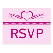 El corazón romántico remolina postal de RSVP tarjetas postales