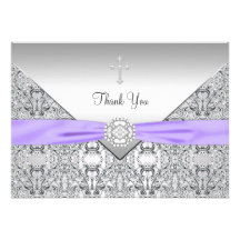 El cristiano elegante cruzado púrpura le agradece  invitacion personalizada