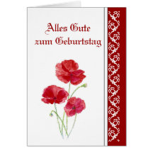 El cumpleaños, amapolas rojas, jardín florece al a felicitacion 