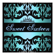 El cumpleaños azul del damasco Sweet16 de la tiara Anuncios Personalizados