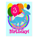 El cumpleaños azul del dinosaurio hincha la postal