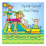 El cumpleaños de encargo de la fiesta en la piscin invitación personalizada