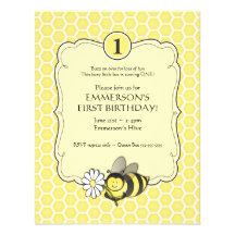 El cumpleaños de la abeja de la miel invita invitación personalizada