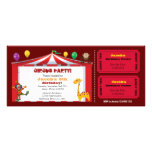 El cumpleaños del boleto del circo del niño invita invitaciones personales 
