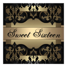 El cumpleaños elegante del damasco Sweet16 del oro Invitación