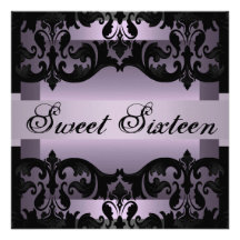 El cumpleaños elegante púrpura del damasco Sweet16 Invitación Personalizada