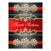 El cumpleaños elegante rojo de la perla Sweet16 in Invitaciones Personalizada