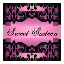 El cumpleaños elegante rosado del damasco Sweet16  Invitaciones Personales