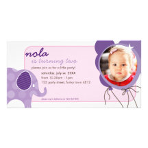 EL CUMPLEAÑOS INVITA A PHOTOCARD:: elefante + glob Tarjeta Con Foto Personalizada