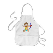 El Cupid toma las camisetas y los regalos del obje Delantal