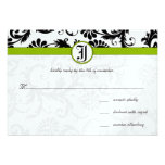 El damasco verde remolina invitación del boda