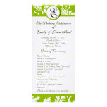 El damasco verde remolina programa del boda invitaciones personalizada