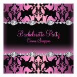 El damasco y el diamante rosados y negros Bachelor Invitaciones Personales