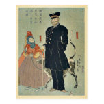 El dar un paseo mercantil americano por Utagawa, S Tarjeta Postal