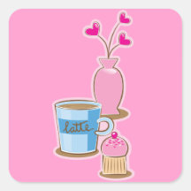 El descanso para tomar café lindo con el latte flo calcomanía cuadrada