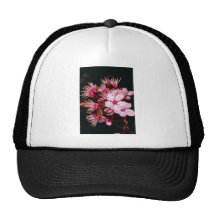 El detalle rojo del flor del árbol de ciruelo flor gorras de camionero