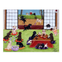 El día de Año Nuevo japonés Labradors Tarjeta Postal