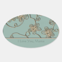 El día de madre del Flourish del oro Pegatina De Oval Personalizadas