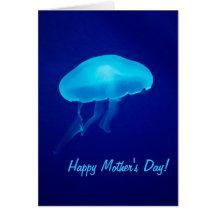 El día de madre feliz flotante de las medusas azul tarjetas