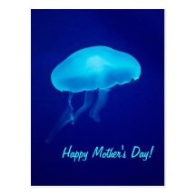 El día de madre feliz flotante de las medusas azul postales