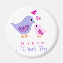 El día de madre lindo de los pájaros de la madre y imanes  