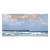 El día de padre en la playa tarjeta fotográfica personalizada