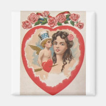 El día de San Valentín patriótico del vintage Imanes