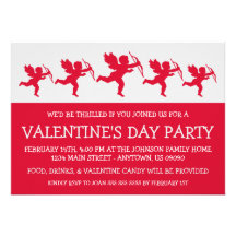 El día de Valetine de la silueta del Cupid (rojo) Invitación Personalizada