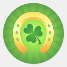 El día del caballo del zapato del verde de St Patr Pegatina Redonda