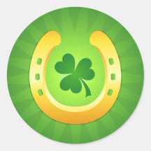 El día del caballo del zapato del verde de St Patr Etiquetas Redondas