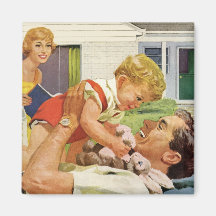El día, el papá feliz y el hijo de padre del vinta imán para frigorífico