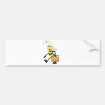 El dibujo animado lindo de la abeja lleva al agreg etiqueta de parachoque