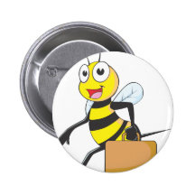 El dibujo animado lindo de la abeja lleva al agreg pin