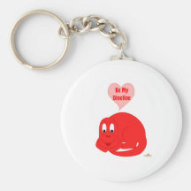 El dinosaurio rojo brillante del bebé lindo sea mi llaveros personalizados