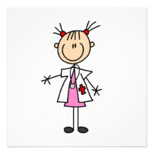 El doctor de sexo femenino Stick Figure Comunicado Personal