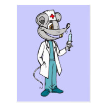 El doctor Nurse Mouse Postales