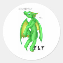 ¡El dragón clásico aprende volar! Etiqueta