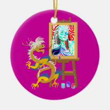 el dragón del artista pinta su retrato en el ornam ornaments para arbol de navidad