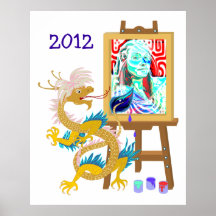 El dragón del oro pinta su poster del retrato