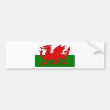 El dragón rojo [bandera de País de Gales] Etiqueta De Parachoque